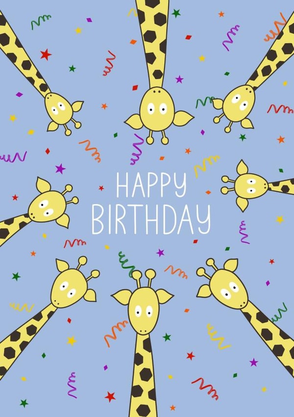 Giraffe Happy Birthday Card for child created by The Merry Giraffe