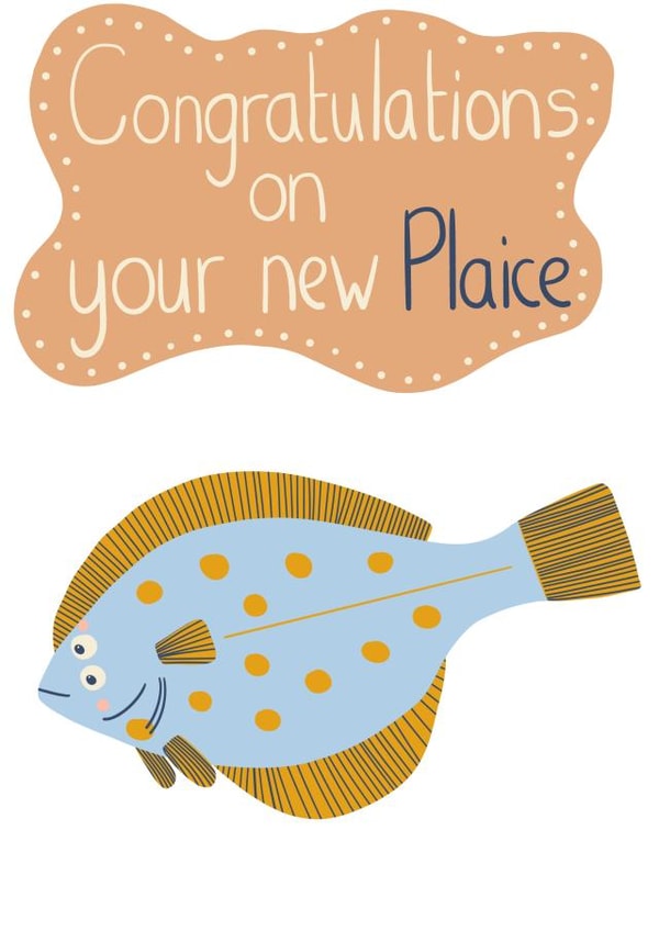New Home Plaice Fish Funny Pun Card created by @SarahPriceDesigns