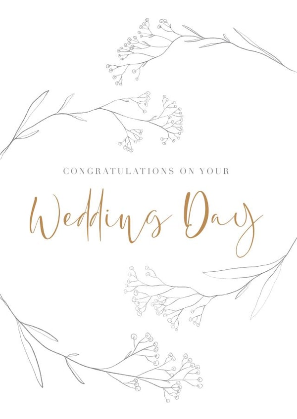 Gold and white wedding day congrats created by Alex & Us Design
