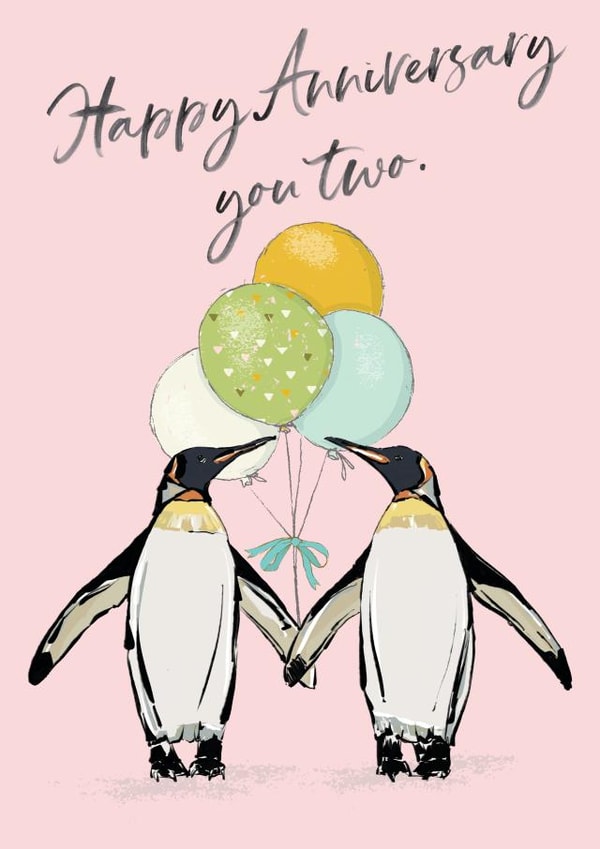 Cute Penguin Couple Anniversary Card - Happy Anniversary You Two created by Natalie Ryan