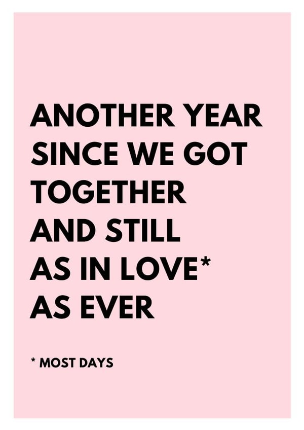 Funny anniversary card created by Samuel Breeze