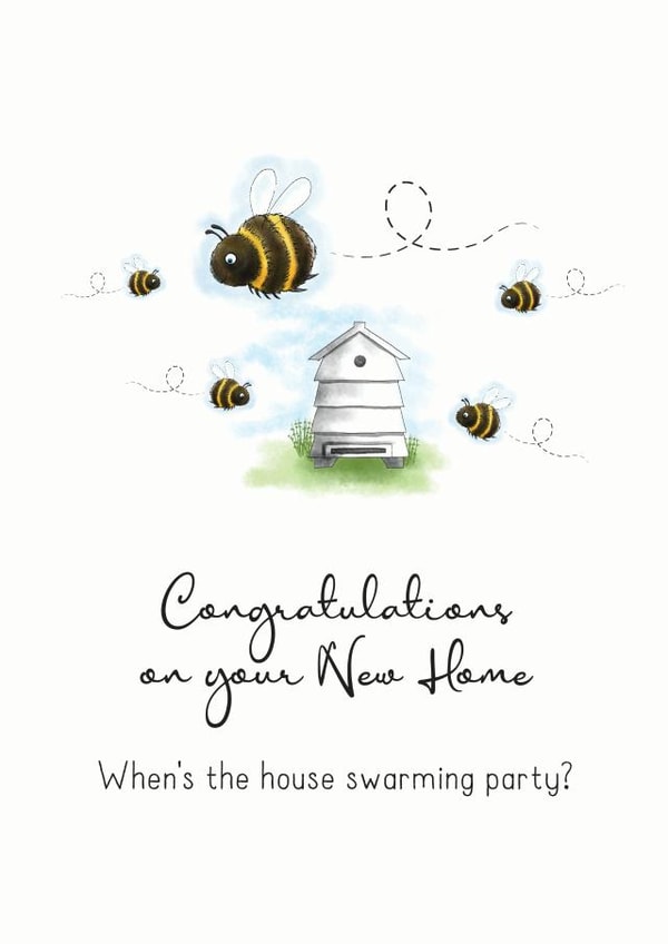 swarming party New Home Card 7496 created by HC Illustrations