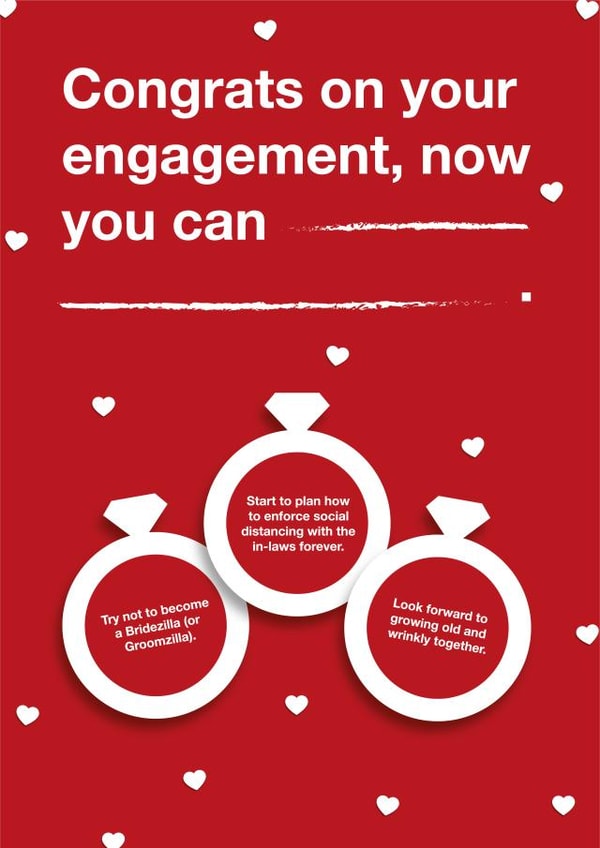 Congrats on your engagement - funny fill in the blank card created by Questionable Cards