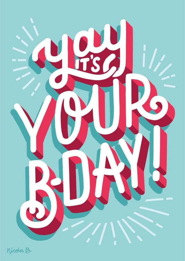 hand lettering yay Birthday Card 18926 created by Nicola B Studio