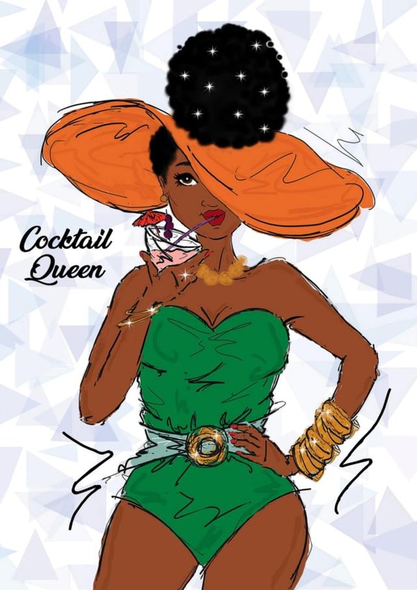 cocktail queen Birthday Card 20067 created by Nicola Lespeare