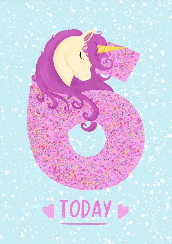 Unicorn 6th birthday card created by Kamiya Chirodian