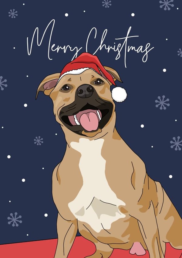 Boxer dog Christmas card created by Evie Garnett Designs