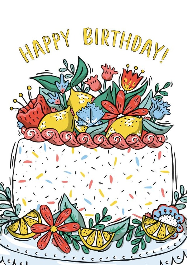 Classic Birthday Card - Cake - Fruit created by Emily Hunter