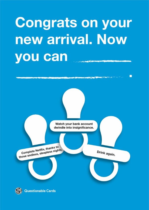 Female adult New Baby Card 39129 created by Questionable Cards