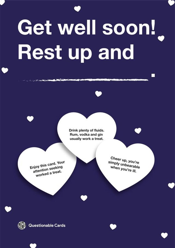 Female adult Get Well Card 39132 created by Questionable Cards