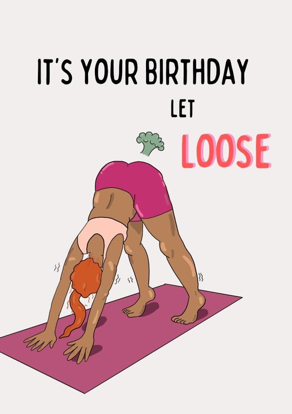 Yoga fart Birthday Card 20058 created by Bee Oyerinde