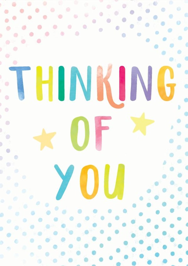 watercolour typography Thinking of you Card 14516 created by Chocolate Frog