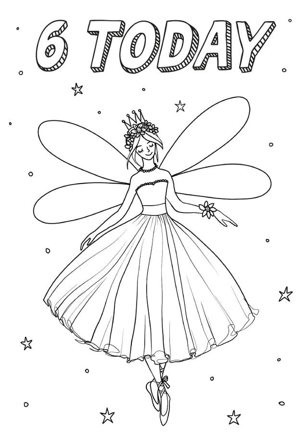 6 Today Fairy Princess Colouring Card created by Zoe-Claire
