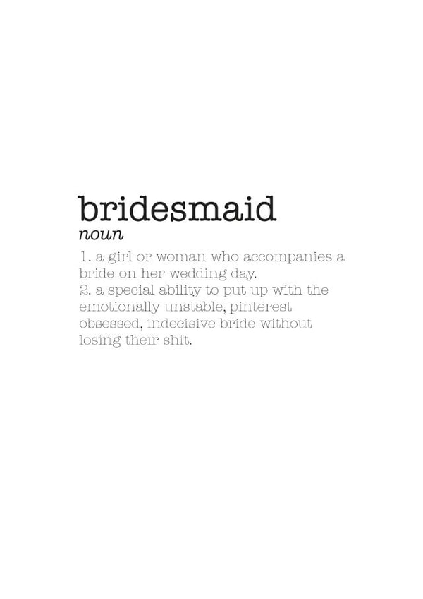 Bridesmaid card - cheeky definition card created by Daisy Jo Design
