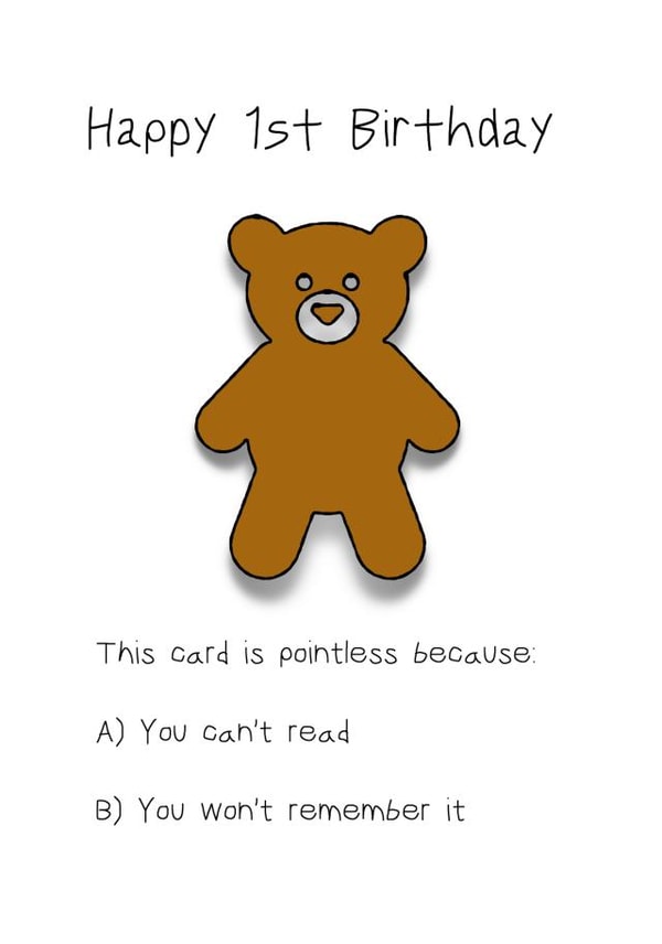 You can't read 1st Birthday card created by C+C Cards