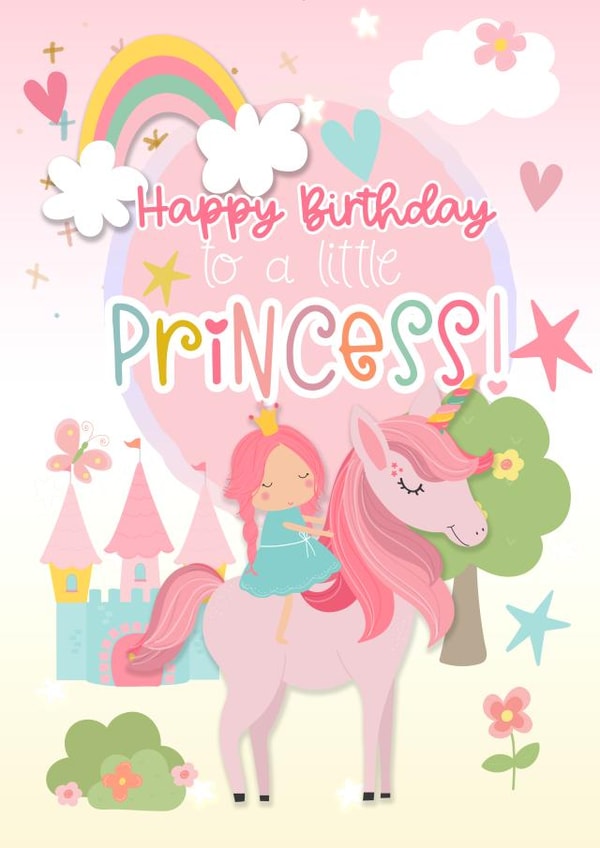 Cute Birthday Card - A Little Princess - Unicorn created by Vanilla Frosting Studio