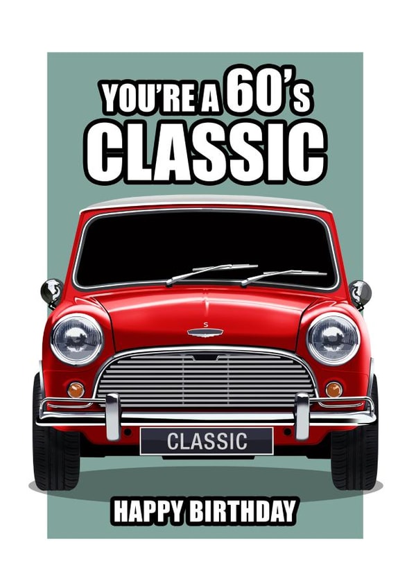 60'S CLASSIC MINI BIRTHDAY CARD created by RetroMotion Artwork