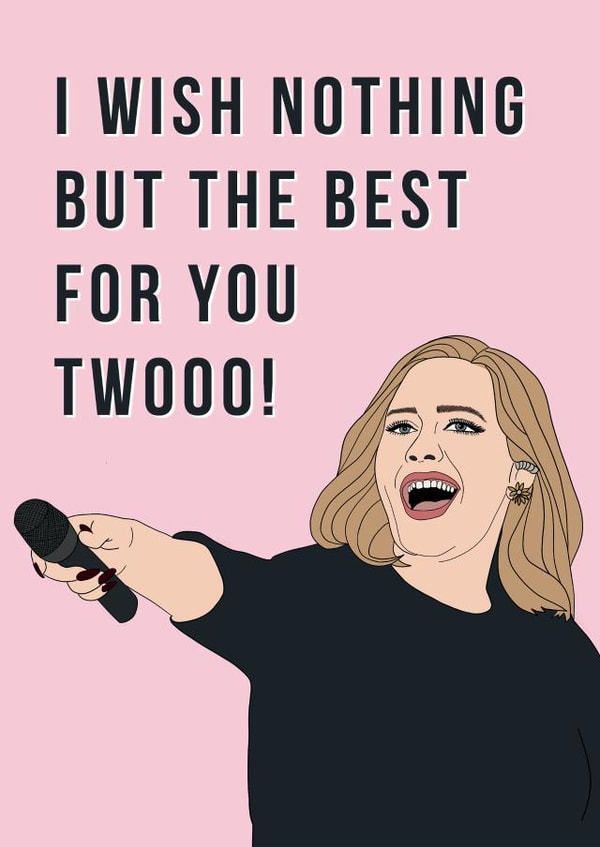 Adele wishing good luck - pink background. created by Bonne Nouvelle