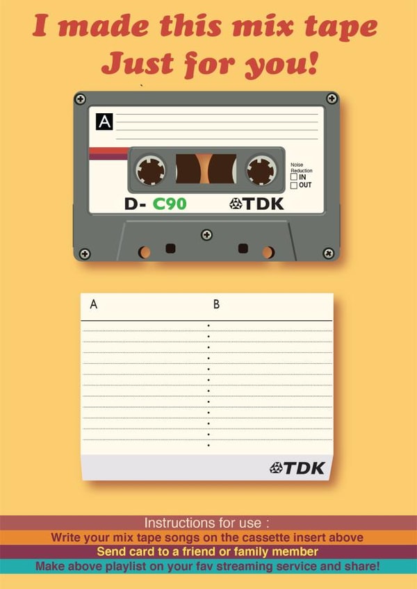 Retro Birthday Card - Mixtape - Songs created by Jon Higham