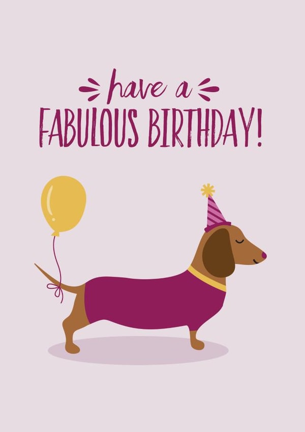 dog sausage dog Birthday Card 12870 created by Blush & Blossom 
