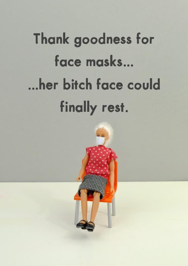 Rude face masked themed card created by Bold & Bright Cards