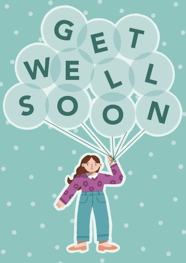 adult balloons Get Well Card 18757 created by Wandering Studio Co.