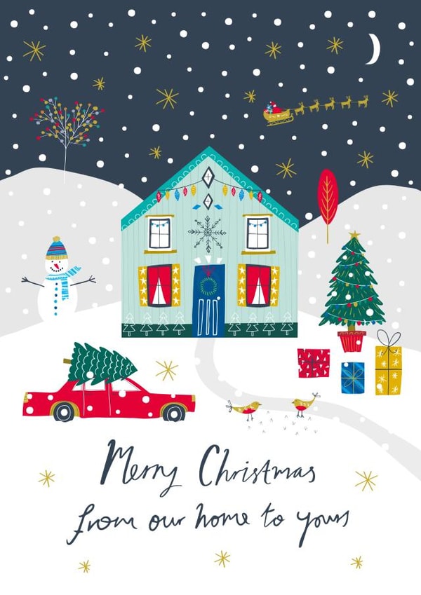 Traditional - Festive - Snow - Home - Merry Christmas From Our Home To Yours - Cute - Wholesome - Jolly - Christmas Card created by Jessica Hogarth