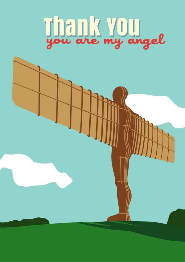 adult angel of the north Thank You Card 17149 created by Cox a Doodle Doo