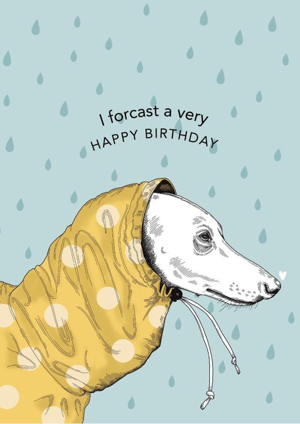 rain dog Birthday Card 30767 created by Dotty Dog Art