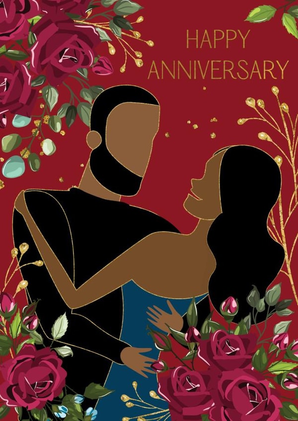 black man black woman Anniversary Card 20373 created by Anoela Cards