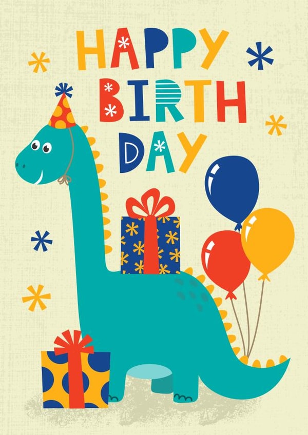 Cute Birthday Card - Dinosaurs - Presents created by Tanya Laporte Designs