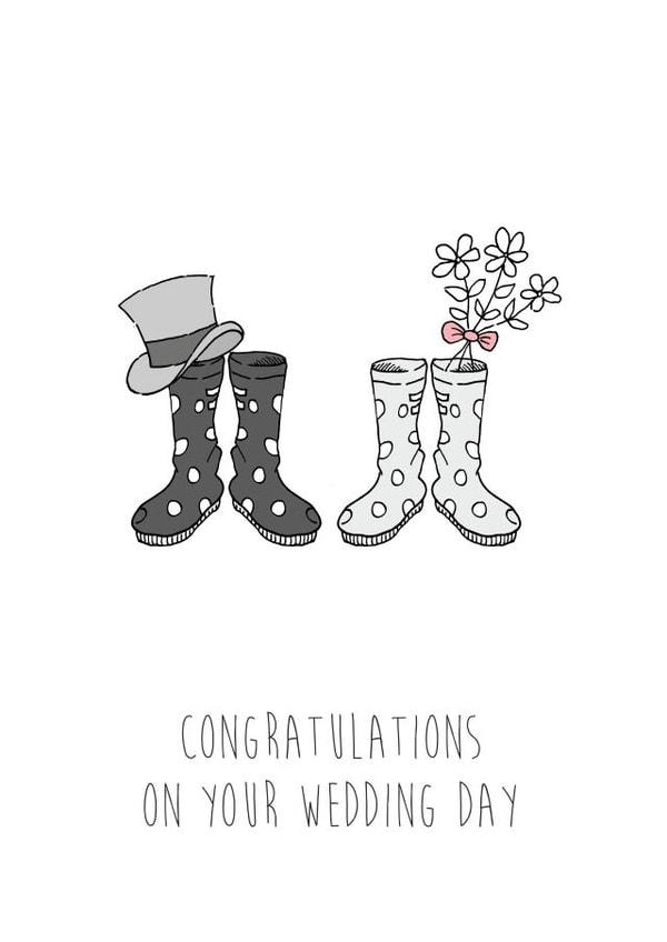 Wedding Day Wellies Engagement & Marriage Card 20175 created by The Blue Little Birdie Card Company