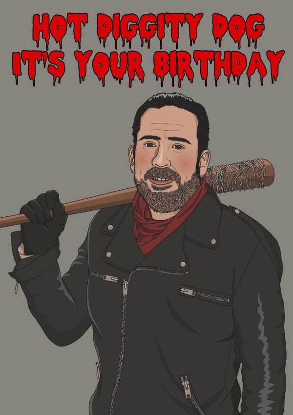 Negan Walking Dead Birthday Card 15809 created by Lizzy B Draws.