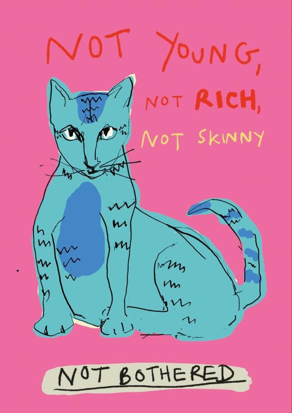 Cute Birthday Card - Not Young, Not Rich, Not Skinny - Not Bothered created by Poet and Painter