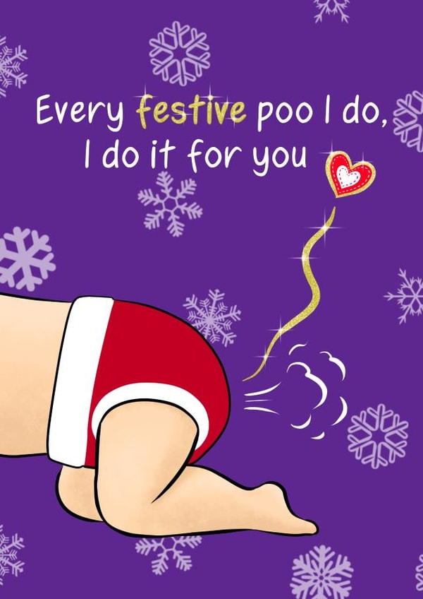 Festive Poo For You Christmas card - Baby version created by Tessa Cheung