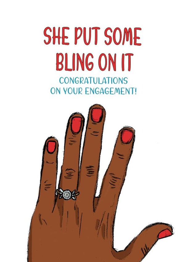 She put some bling on it - adorable engagement card created by Graphite & Grace