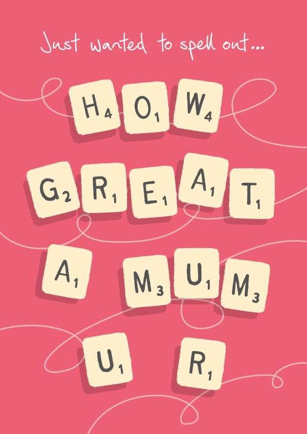 scrabble mum Mothers Day Card 16940 created by NEEDL designs