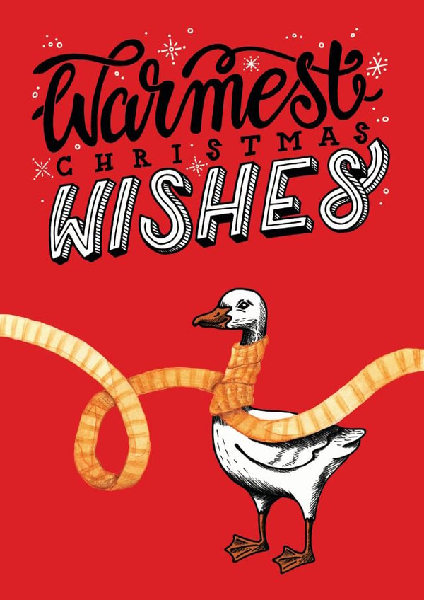 Warmest Christmas Wishes Goose – Hand-Drawn Festive Illustration Card created by Tiny & Tenacious