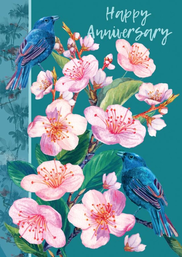 Pretty Flowers And Birds Anniversary Card - Happy Anniversary created by Rocket68