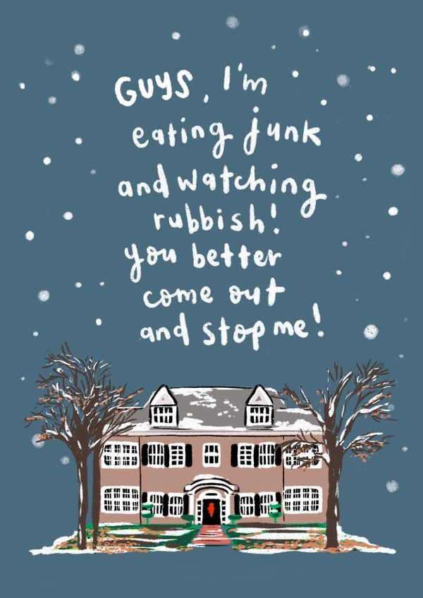 home alone funny Christmas Card 43329 created by Sam Bratby Art 