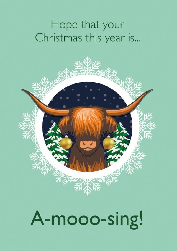 Amusing Highland Cow Christmas Card created by Crazed Creative