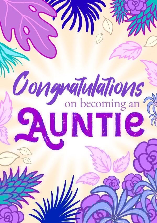 Aunt Auntie New Baby Card 3383 created by olliebrownillustration