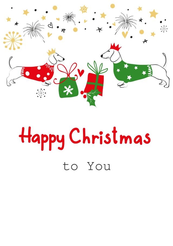 sausage dog Christmas Card 11298 created by SABIVO Design by Sabina