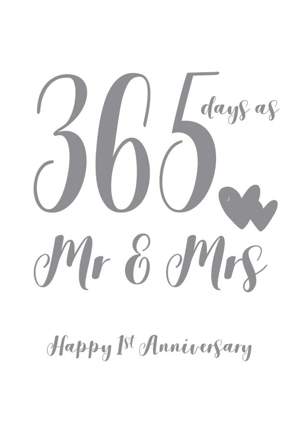 Cute 1st Anniversary Card celebrating 365 days of married life created by Louise Potton Designs