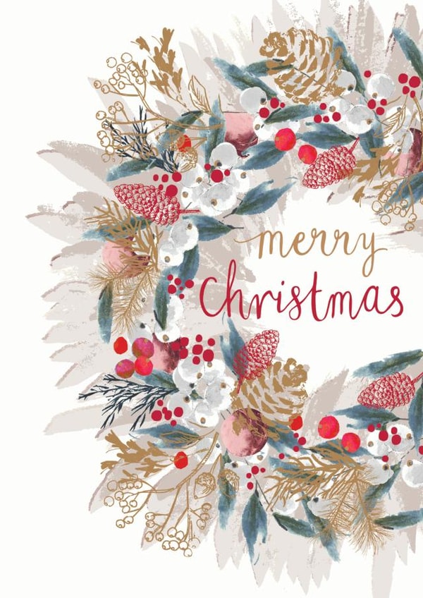 Wreath - Traditional - Festive - Classic - Pretty - Merry Christmas Card created by Louise Tiler