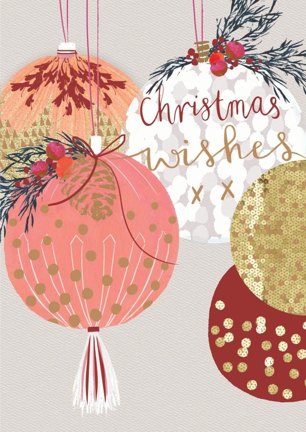 Classic - Traditional - Festive Baubles - Decorations - Modern - Pretty - Sparkle - Christmas Card created by Louise Tiler