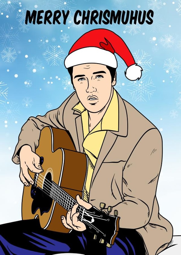 Elvis Presley, Merry Christmas greeting card created by Graham Sanders