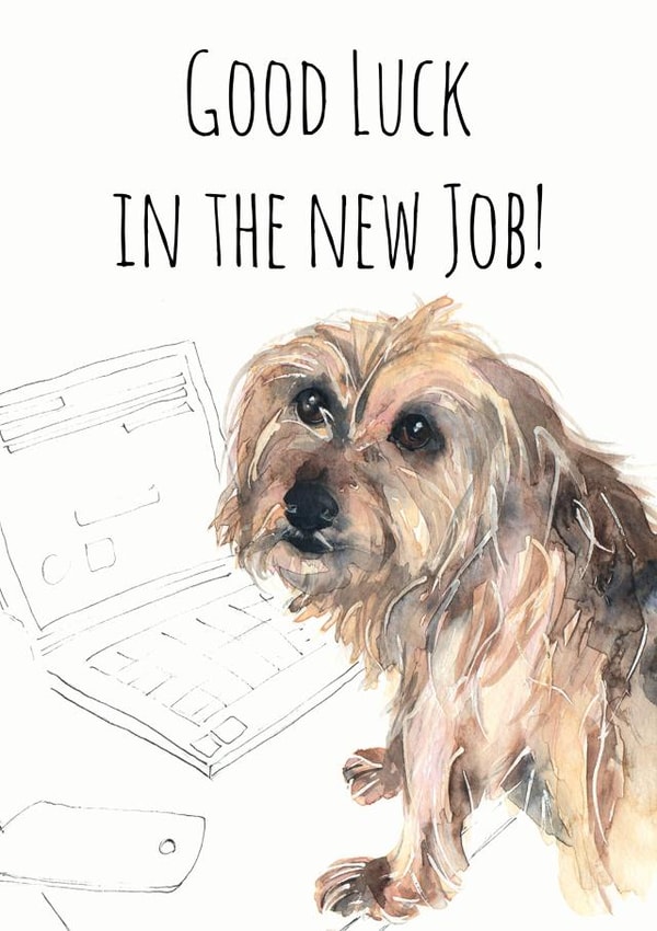 DOg Scruffy New Job Card 1604 created by Jo Scott Art