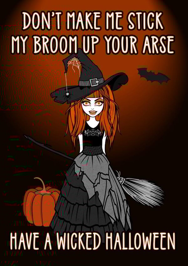 bat broomstick Card 45138 created by Cheeky Witch®