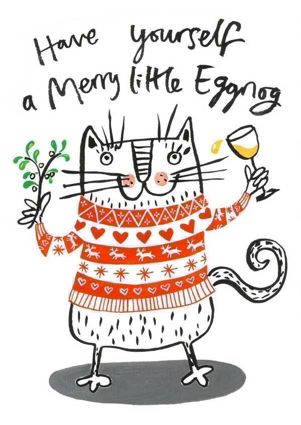 Cats eggnog Christmas Card 18806 created by Beth Garnett Illustration